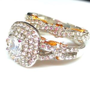 925/14kw Gold Elegant Cubic Zirconia Wedding Set